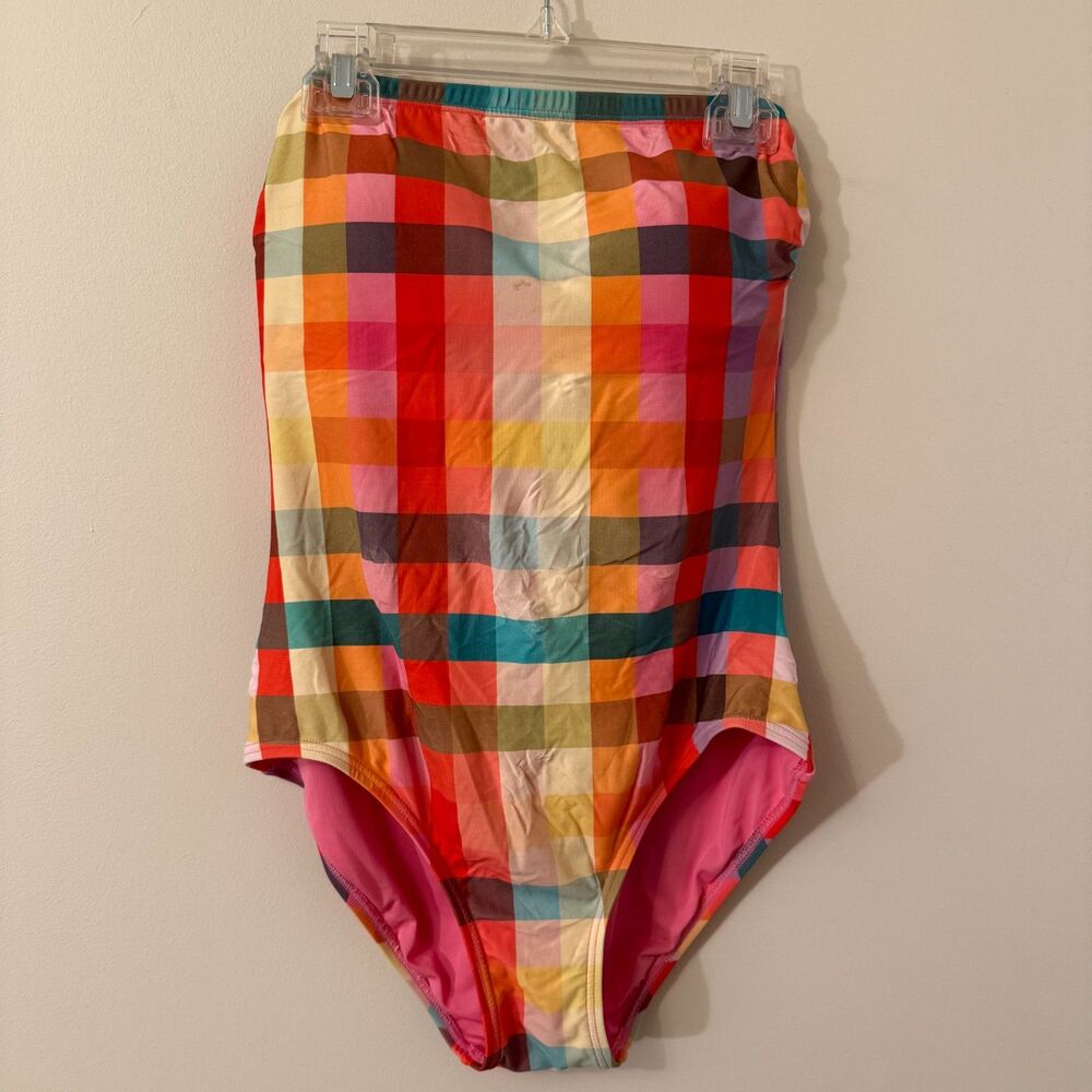 Kate Spade Garden Plaid Classic Bandeau One-piece Women's Bathing Suit Small - Picture 2 of 12